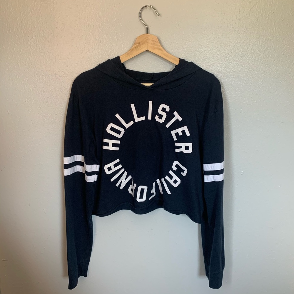 Navy Blue Cropped Hollister Hoodie
